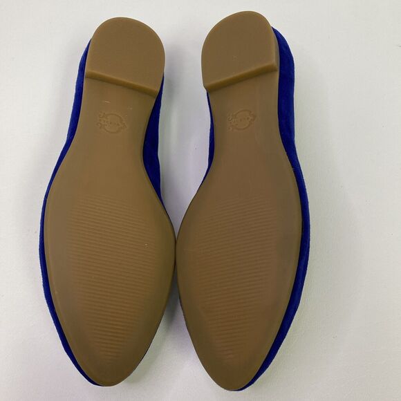 C Wonder Blue Suede Polar Bear Flats Size 6W - Picture 11 of 12
